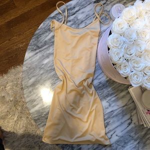 Nude Open Back Mini Dress